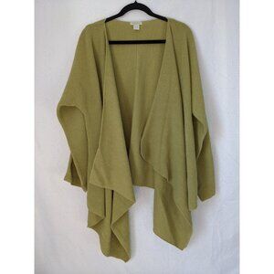 Garnet Hill 100% Alpaca Open Front Cardigan Lagenlook Sweater Shrug Green Size L